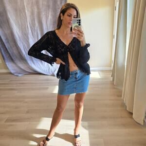 Vintage black crochet cardigan